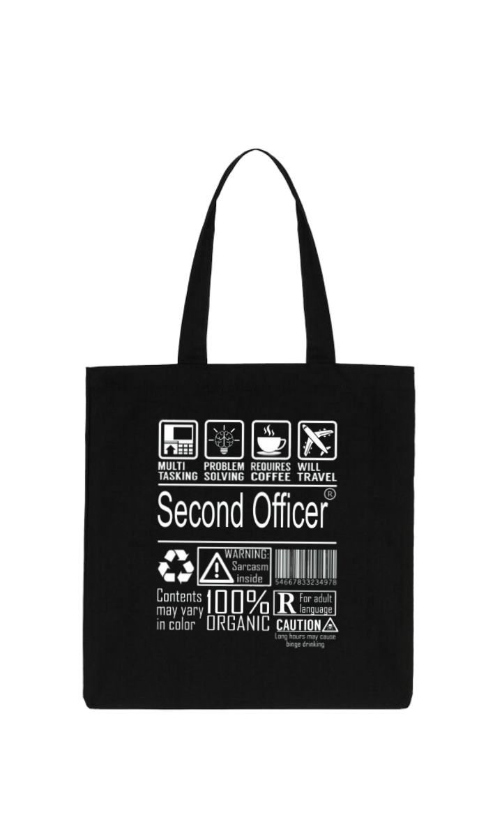 Second Officer Back text tote bag Black 118