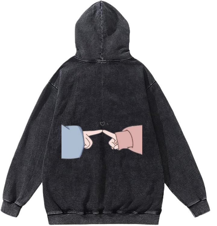 Two hands touching each other One Size hoodie Washed Back 3