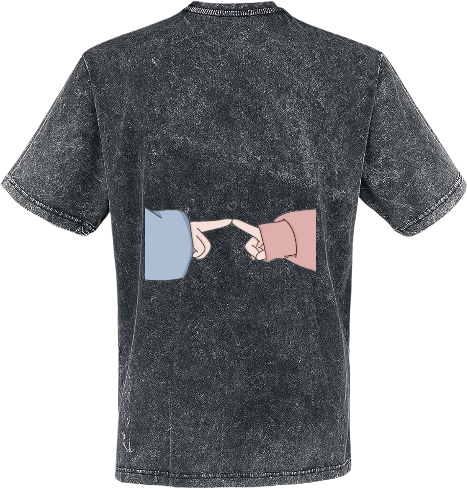Hands touching t- shirt One Size Washed Back 3