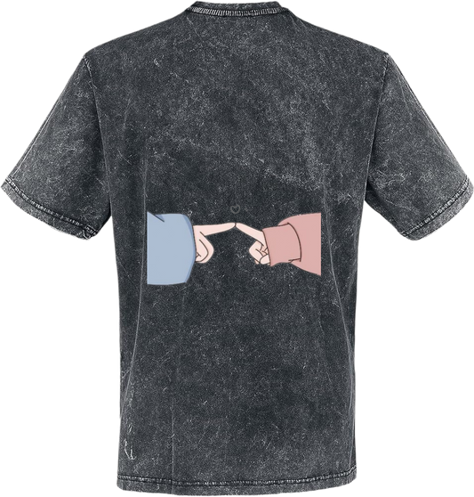 Hands touching t- shirt One Size Washed Back 3