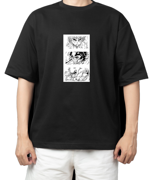 Anime Demon slayer nezuko tanjiro t- shirt Oversize Black 3