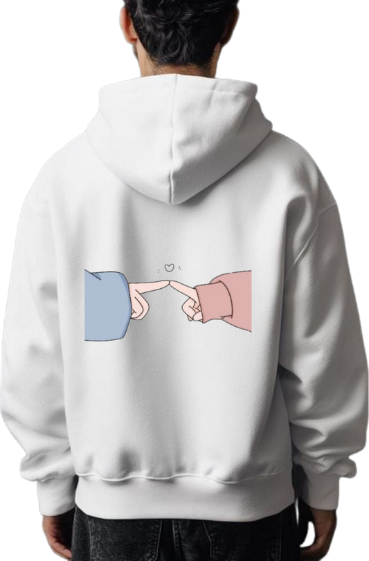 Intertwined fingers and a small heart One Size hoodie White Back 3