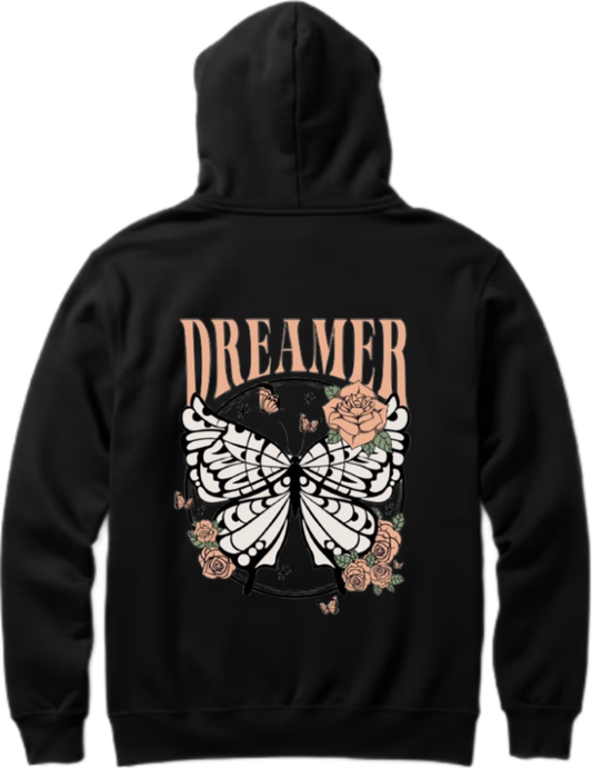 butterflies Oversize Hoodie Black Back 3