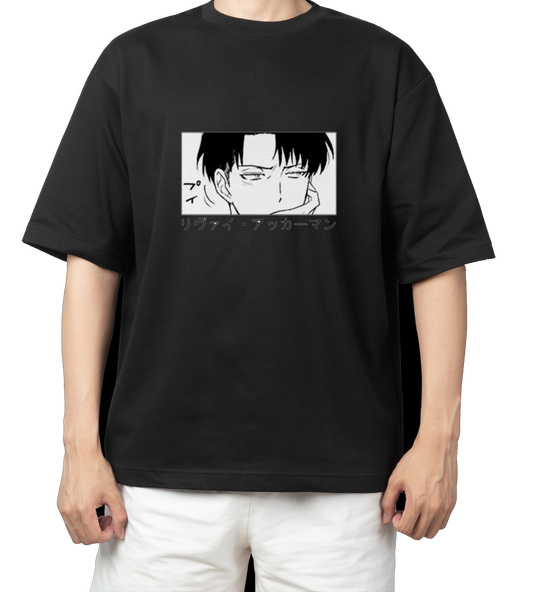 Anime Attack on titan shingeki no kyojin eren levi mikasa  Aot black  Oversize  t- shirt 3