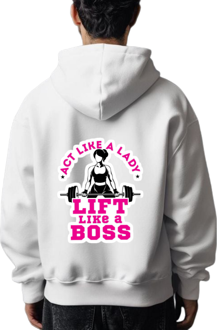 workout gym pilates Oversize Hoodie White Back 3