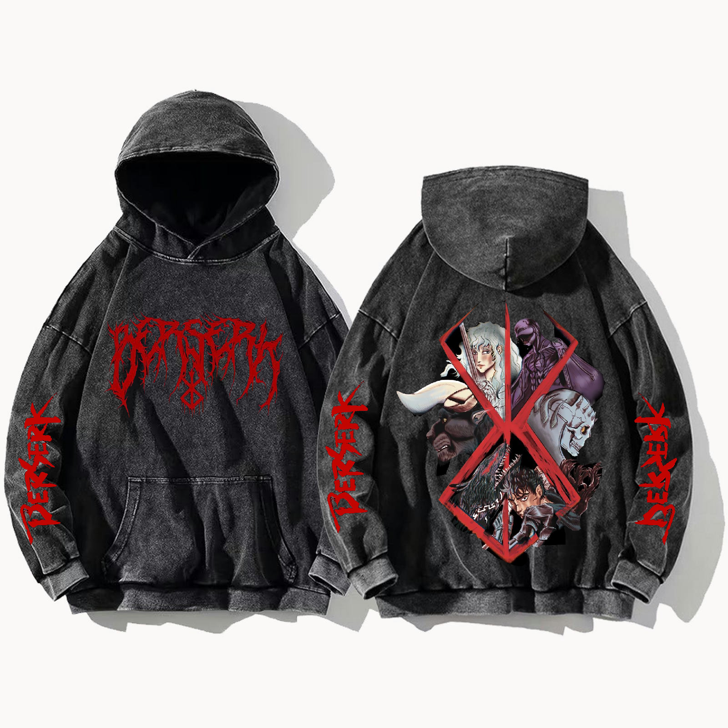 Berserk One Size hoodie Washed Back 3