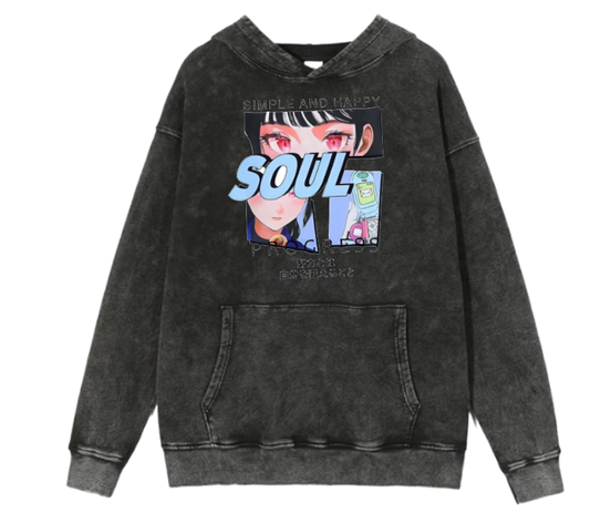 RANDOM ANIME GIRL Oversize  Hoodie Washed gray 3
