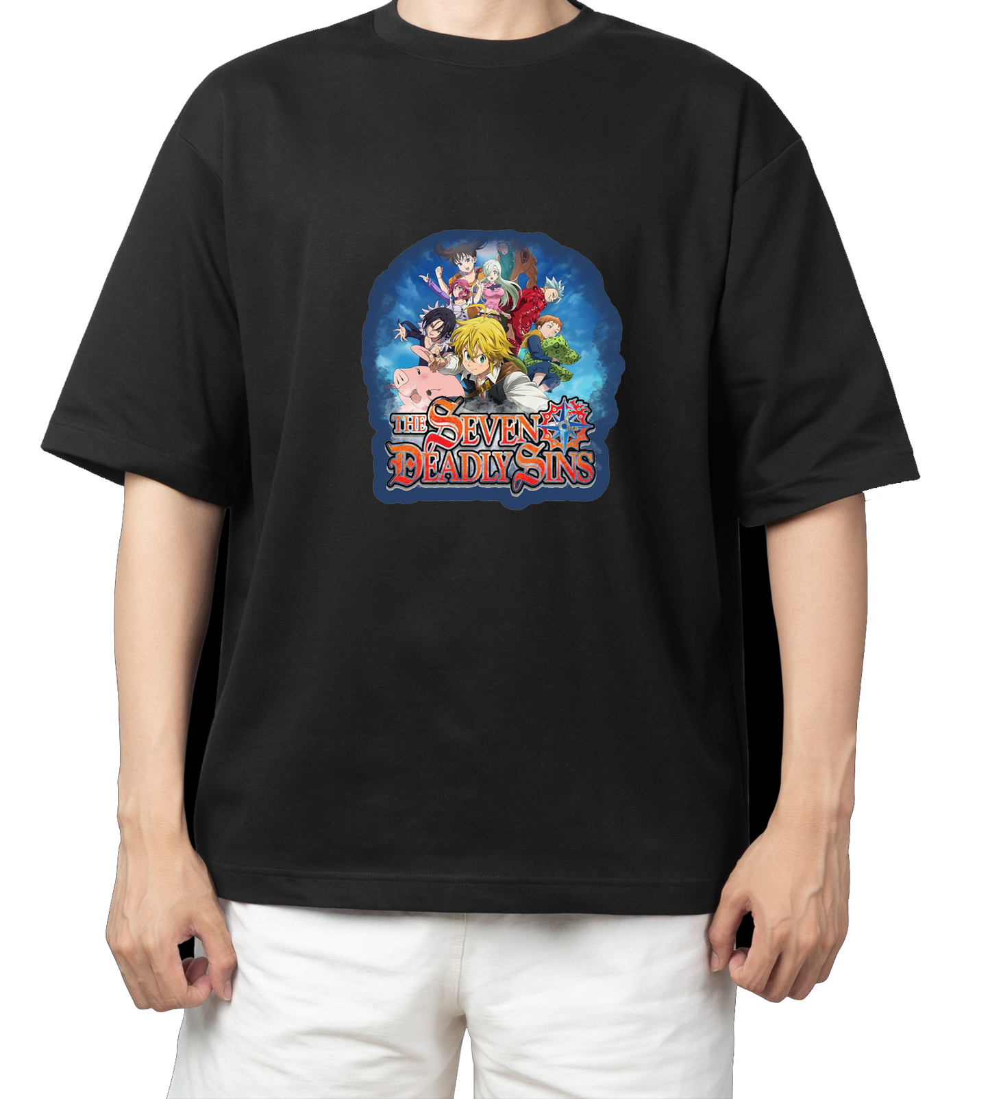 Anime Nanatsu no taizai seven deadly sins One Size t- shirt Black 3