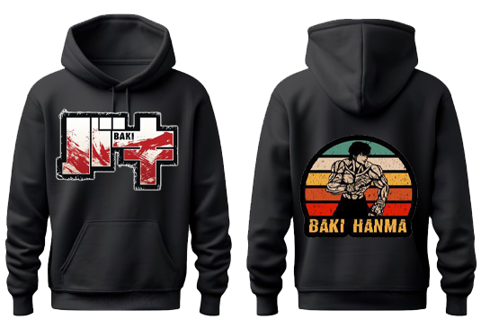 Anime baki oversize hoodie Black Back 12