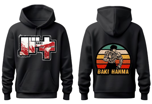 Anime baki oversize hoodie Black Back 12