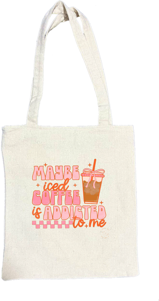 MAYBE + iced+ COFFEE ADDICTED wto.me tote bag beige 143