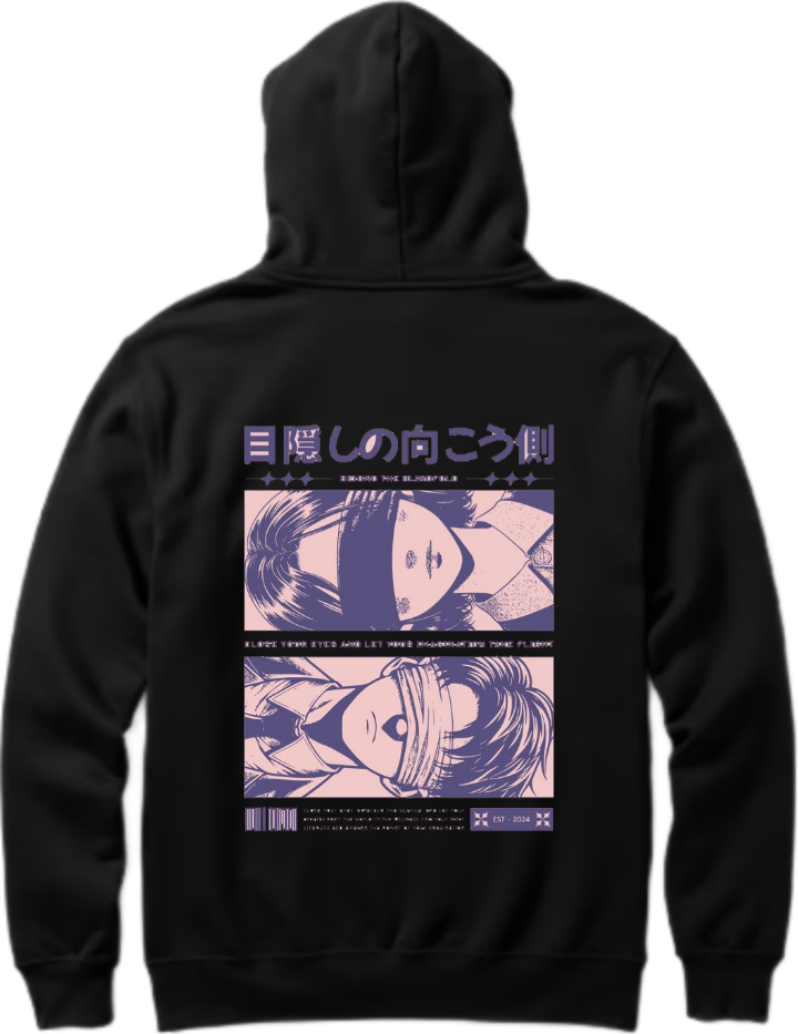Behind the Blindfold Over Size hoodie Black Back 3