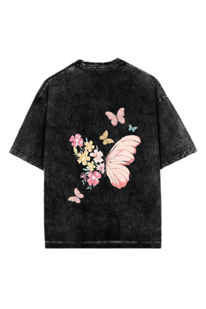 butterflies One Size t- shirt Washed Back 3