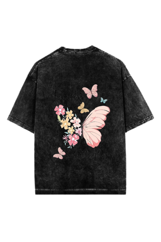 butterflies One Size t- shirt Washed Back 3