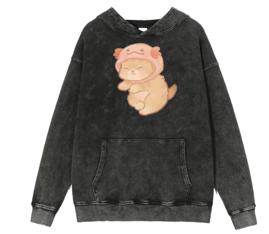 cat Oversize Hoodie Washed 3