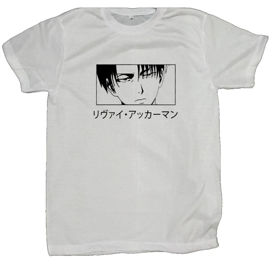 Anime Attack on titan shingeki no kyojin eren levi mikasa  Aot white fit t- shirt 4