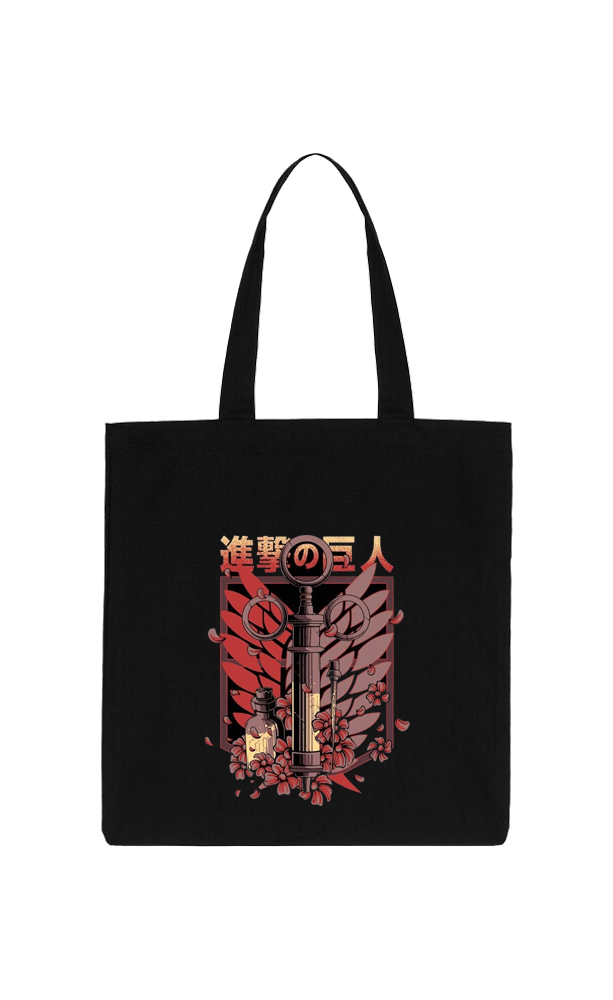 Anime Attack on titan shingeki no kyojin Aot Black tote bag 40