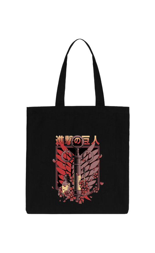 Anime Attack on titan shingeki no kyojin Aot Black tote bag 40