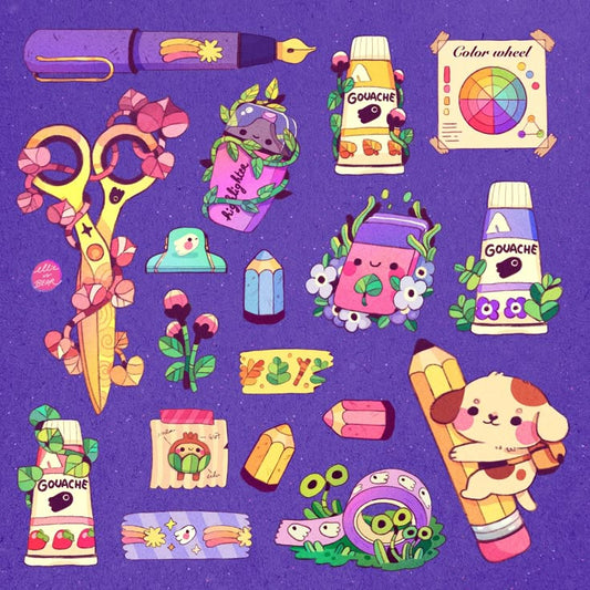 Aesthetic Cute Stickers Pack - Waterproof Vinyl Cartoon Decals for Water Bottles, Laptops, Scrapbooking, Kawaii Stationery Supplies sticker journal sticker