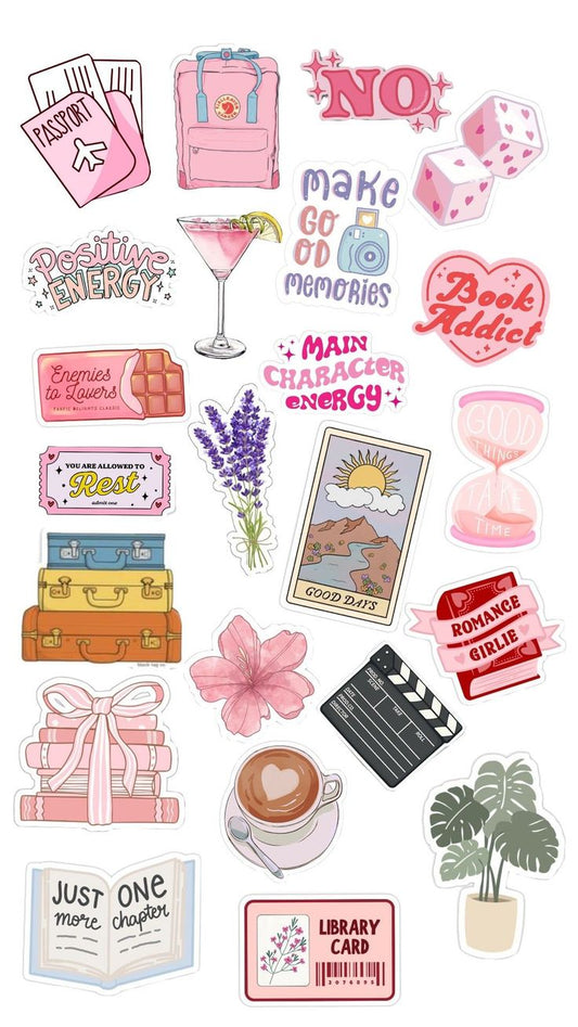 Aesthetic Cute Stickers Pack - Waterproof Vinyl Cartoon Decals for Water Bottles, Laptops, Scrapbooking, Kawaii Stationery Supplies sticker journal sticker