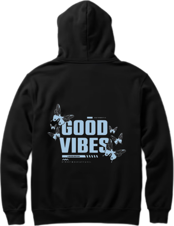 butterflies Oversize Hoodie Black Back 40