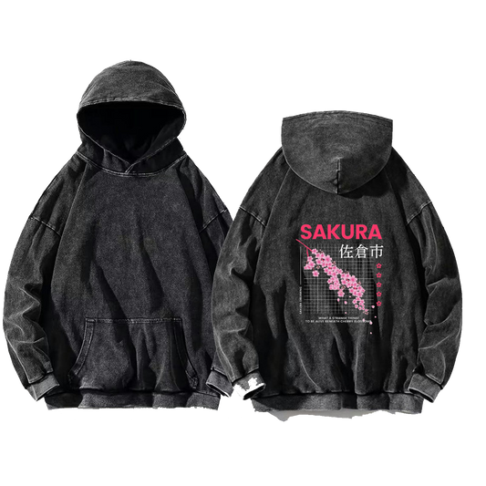 TOKYO Back text oversize hoodie Washed back 40