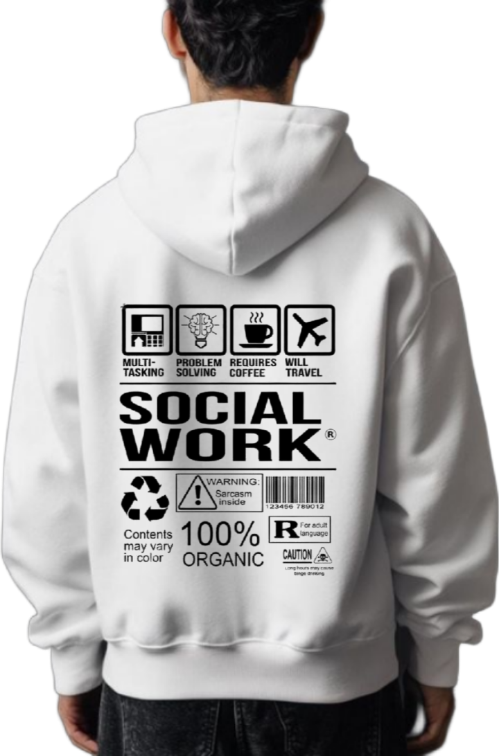 SOCIAL WORK Back text oversize hoodie White back 40