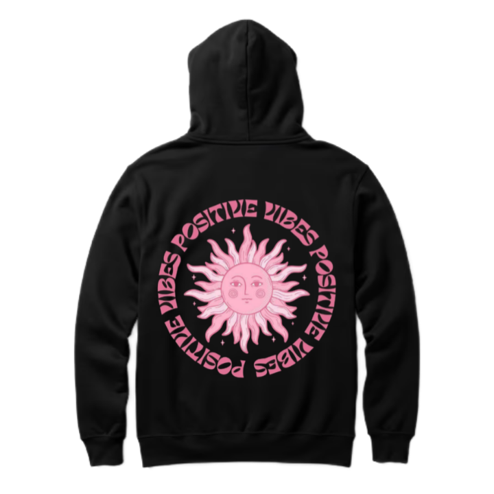 Positive Vibes One Size hoodie Black Back 40