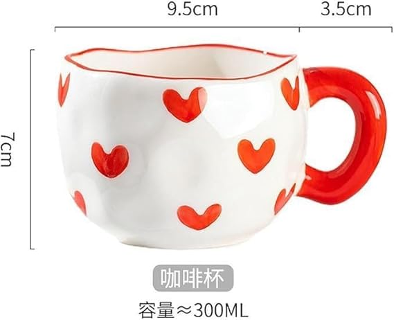 The Dancing red Heart Mug coffee gift handmade cup
