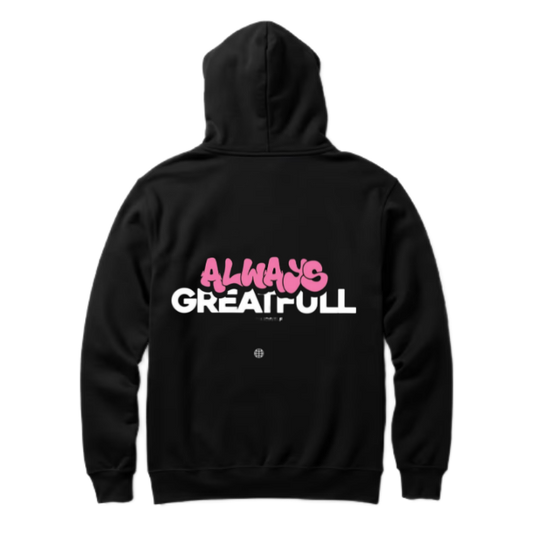 ALWAYS GREATFULL One Size hoodie Black Back 41