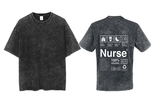 Nurse Back text One Size t- shirt Washed Back 41