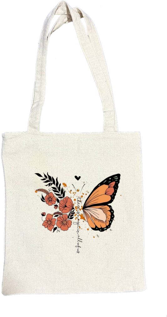 butterflies tote bag Beige 41