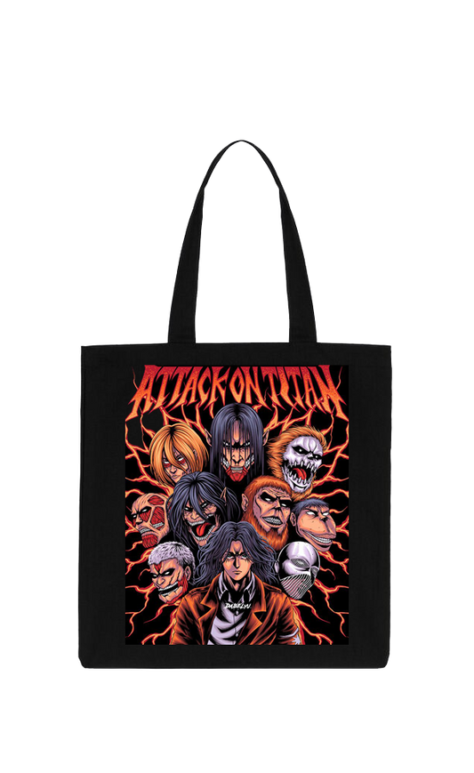 Anime Attack on titan shingeki no kyojin Aot Black tote bag 40
