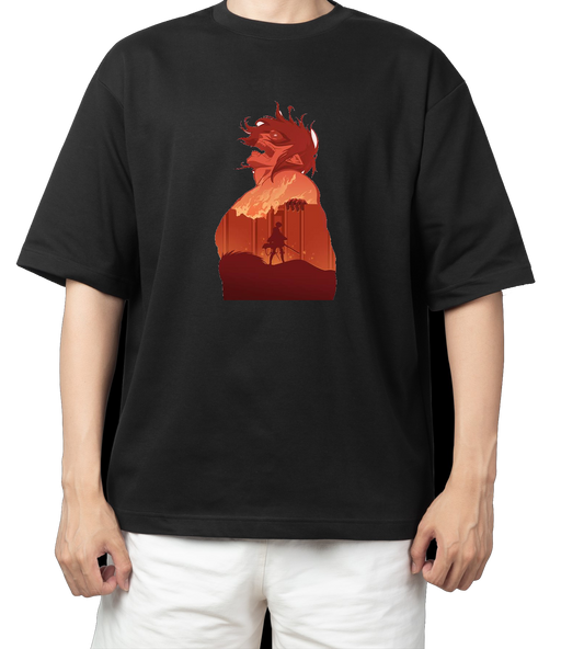 Anime Attack on titan shingeki no kyojin eren levi mikasa Aot black Oversize  t- shirt 41