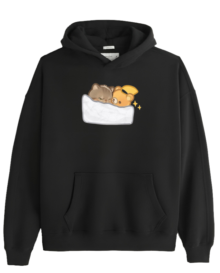 cat Oversize Hoodie Black 41