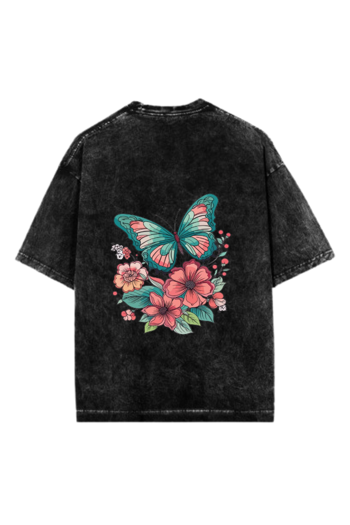 butterflies One Size t- shirt Washed Back 41