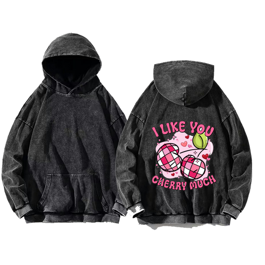 I LIKE YOU CHERRY MUCH One Size hoodie Washed Back 41