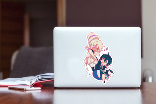 "The Case Study of Vanitas Vanitas and Noé Chibi Duo Sticker, Waterproof Aesthetic Anime Decal for Laptop, Tablet, Phone, and Water Bottle - Fantasy Merch