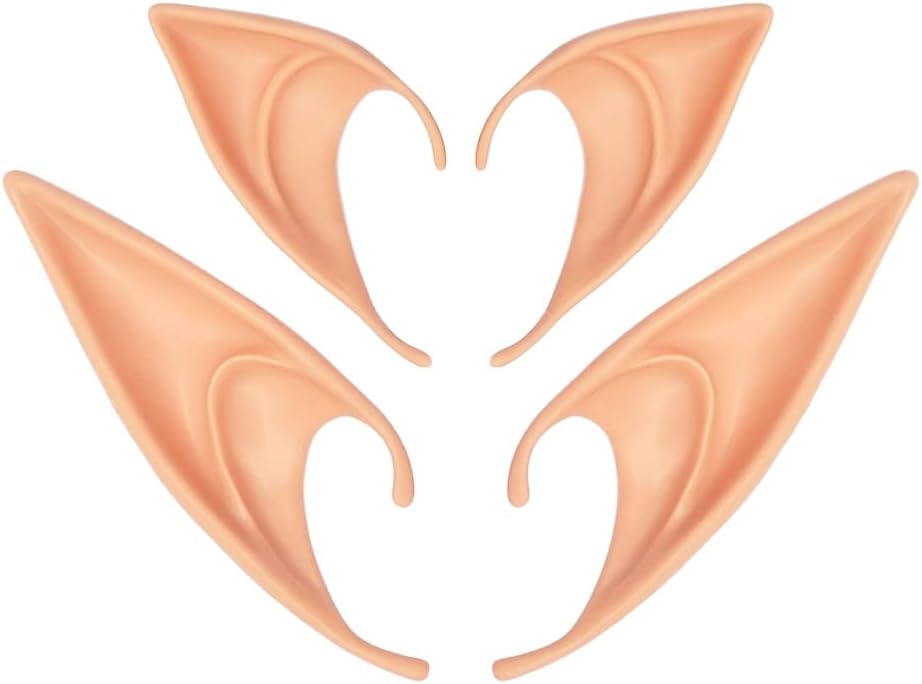 Elf Ears Cosplay, 2 Pairs of Elf Ears, Soft Elf Ears Cosplay, Elf Ears for Halloween Christmas Party Cosplay Carnival Party Fancy Dress Costume Accessory