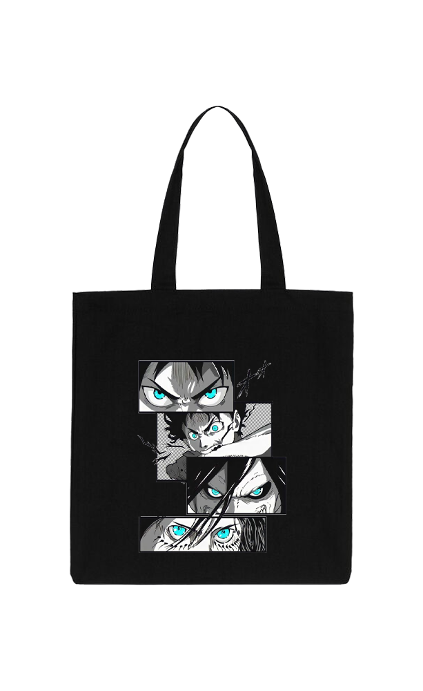 Anime Attack on titan shingeki no kyojin Aot Black tote bag 42