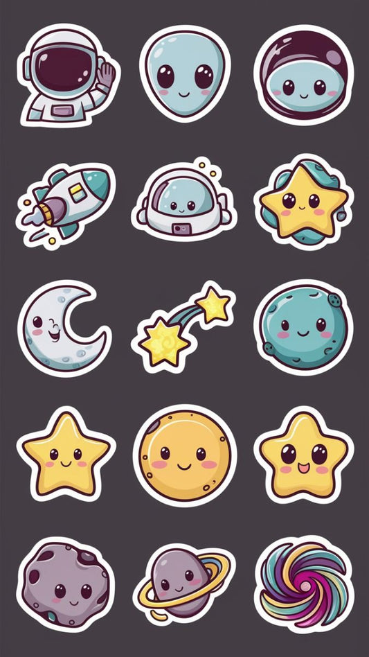 Aesthetic Cute Stickers Pack - Waterproof Vinyl Cartoon Decals for Water Bottles, Laptops, Scrapbooking, Kawaii Stationery Supplies sticker journal sticker