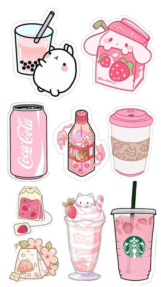 Aesthetic Cute Stickers Pack - Waterproof Vinyl Cartoon Decals for Water Bottles, Laptops, Scrapbooking, Kawaii Stationery Supplies sticker journal sticker