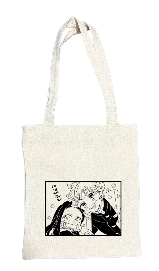 Anime Demon slayer nezuko tanjiro tote bag Beige 42