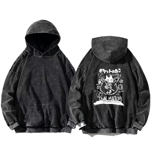 قطة الجيب Back text oversize hoodie Washed back 42