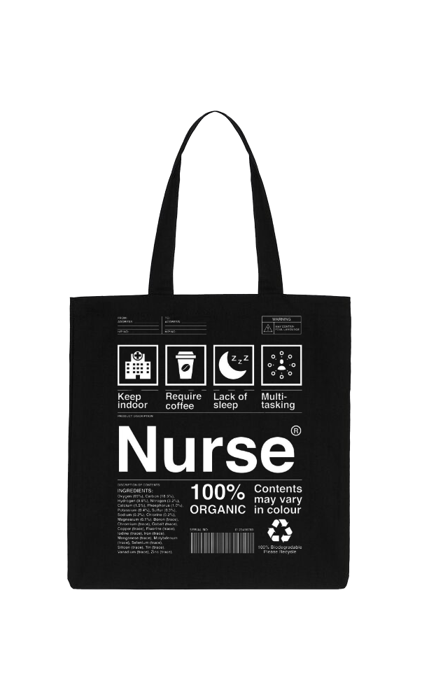Nurse Back text tote bag Black 40