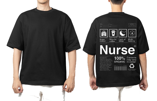 Nurse Back text One Size t- shirt Black Back 38