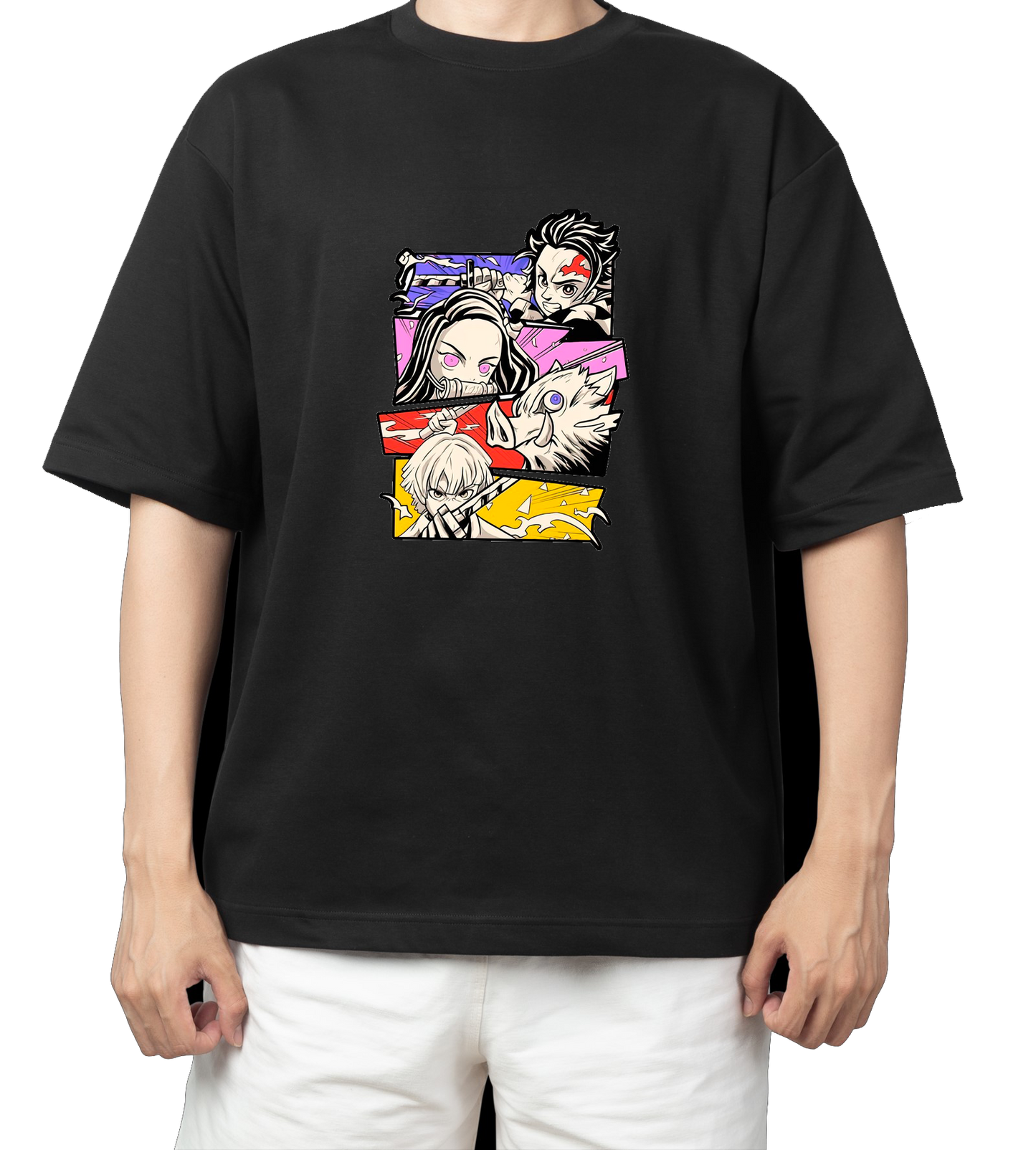Anime Demon slayer nezuko tanjiro t- shirt Oversize Black 42
