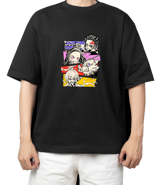 Anime Demon slayer nezuko tanjiro t- shirt Oversize Black 42