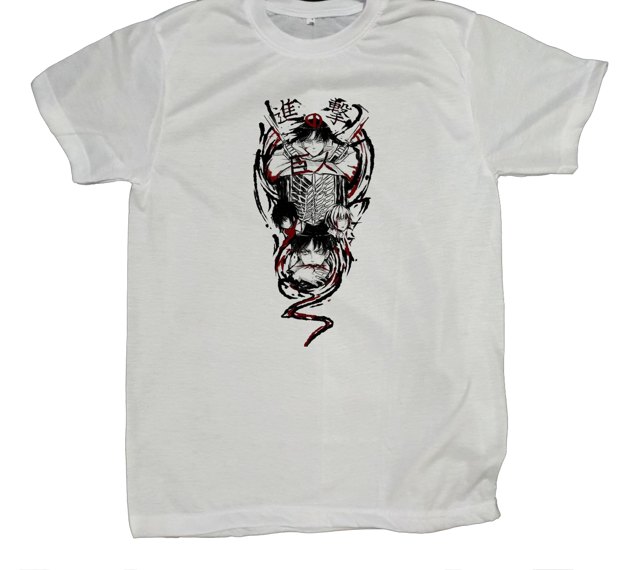 Anime Attack on titan shingeki no kyojin eren levi mikasa  Aot white fit t- shirt 42