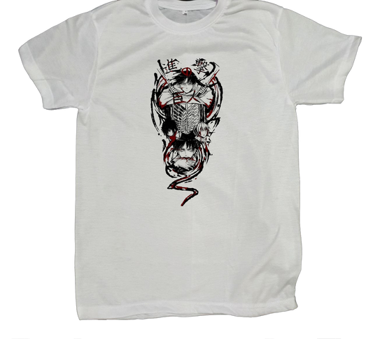 Anime Attack on titan shingeki no kyojin eren levi mikasa  Aot white fit t- shirt 42